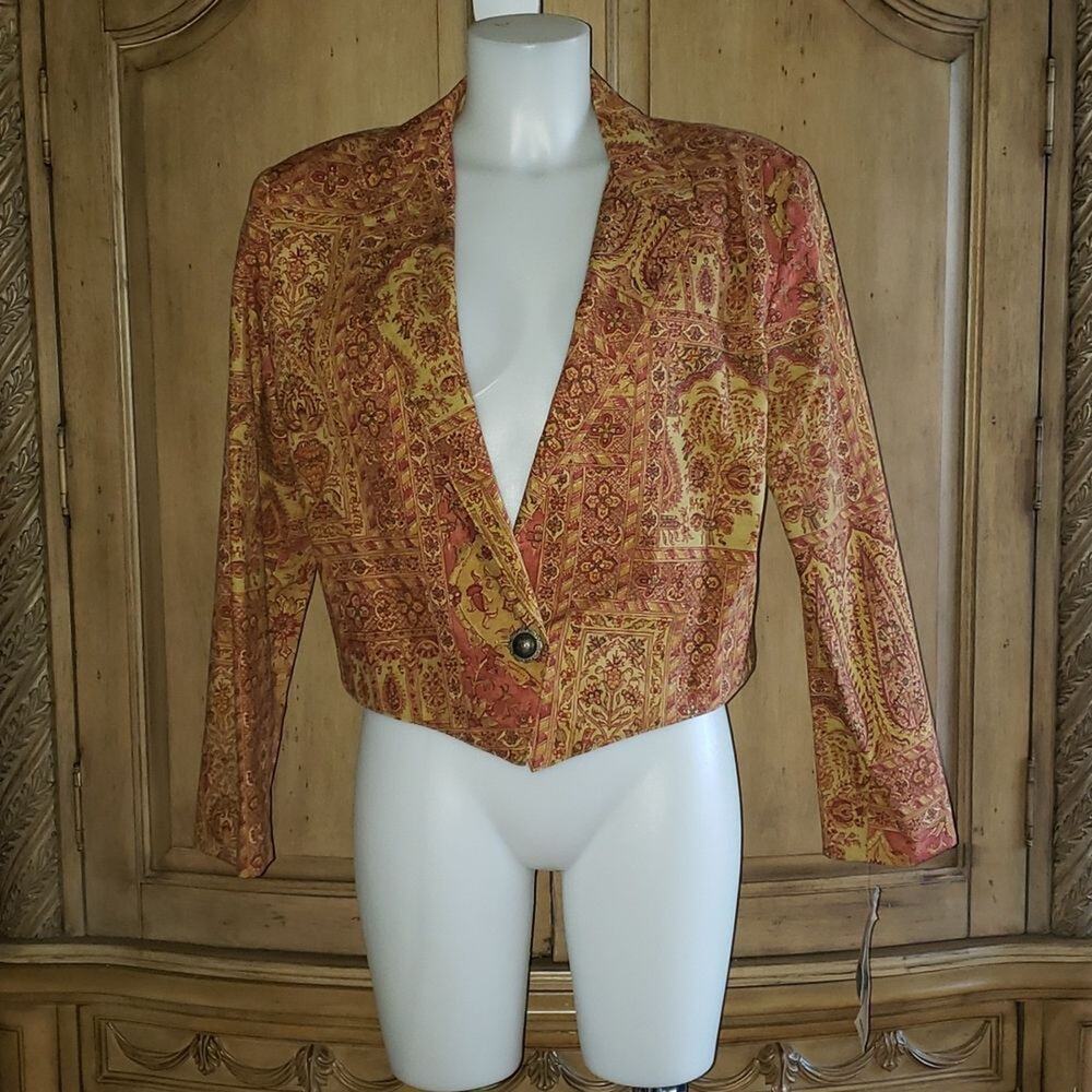 NWT Lucille Angled Cropped One Button Blazer